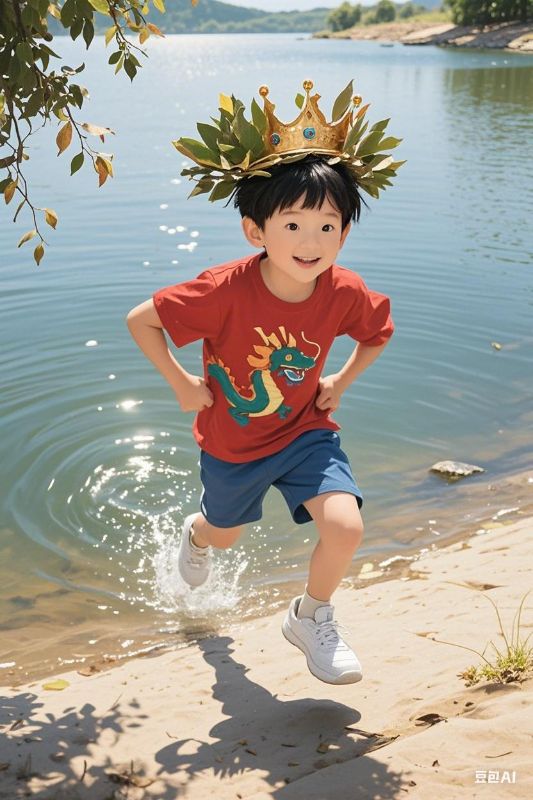 六月酷暑，侄儿自封龙王跳水库