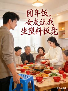 团年饭，女友让我坐塑料板凳