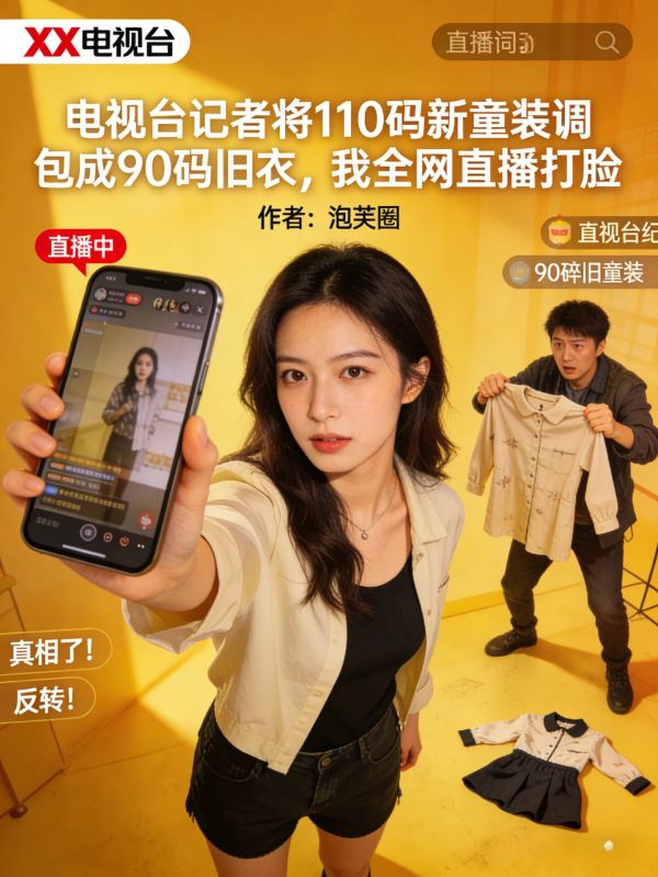 电视台记者将110码新童装调包成90码旧衣,我全网直播打脸