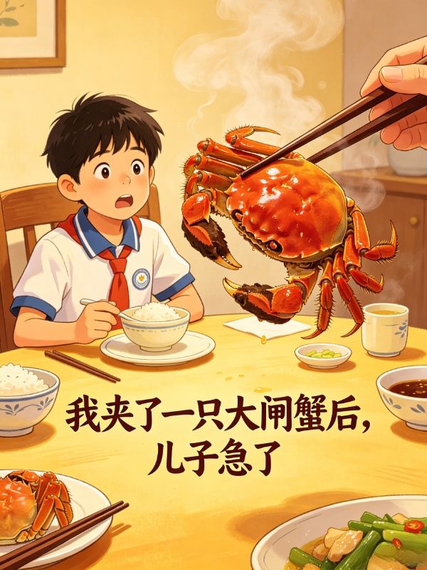 我夹了一只大闸蟹后，儿子急了
