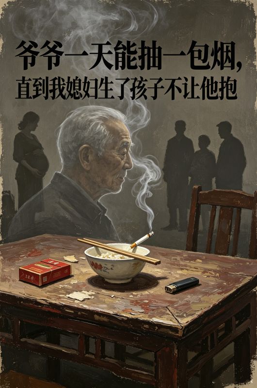 爷爷一天能抽一包烟,直到我媳妇生了孩子不让他抱