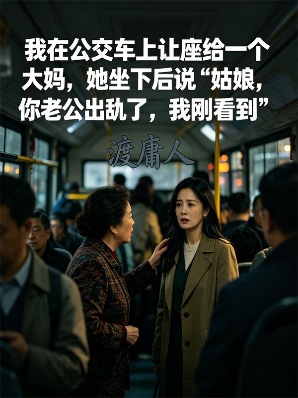 我在公交车上让座给一个大妈，她坐下后说“姑娘，你老公出轨了，我刚看到”