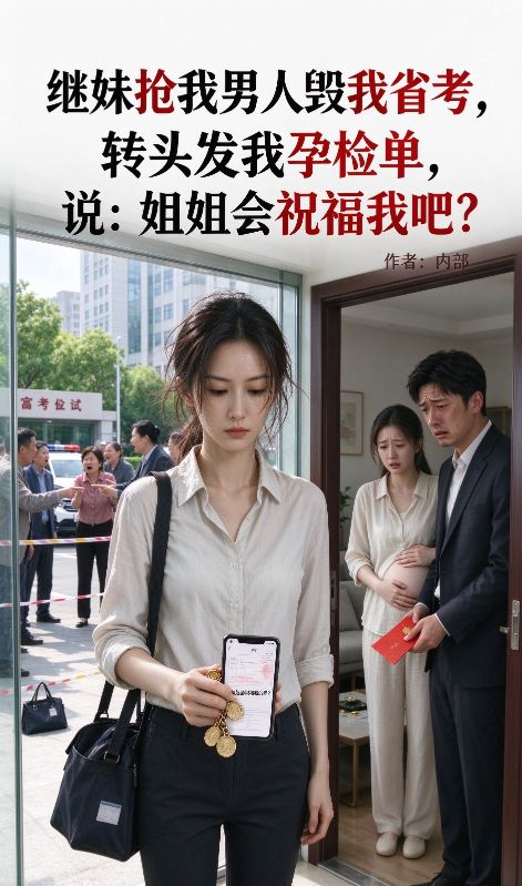 继妹抢我男人毁我省考,转头发我孕检单,说:姐姐会祝福我吧?