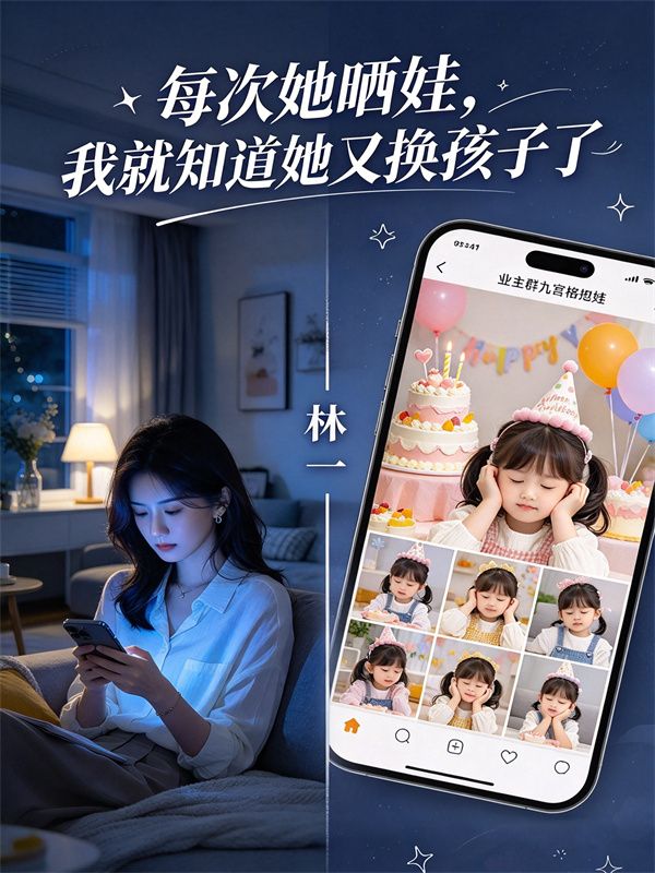 每次她晒娃,我就知道她又换孩子了