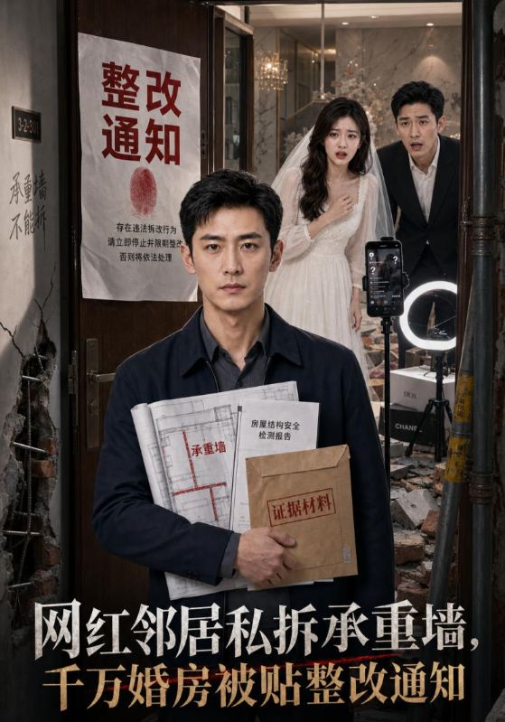 网红邻居私拆承重墙，千万婚房被贴整改通知封面